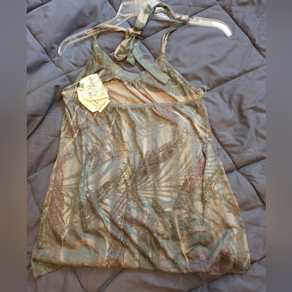 NWT L8ter multi colored (grey, green, purple) halter tank top size Large - Picture 2 of 3